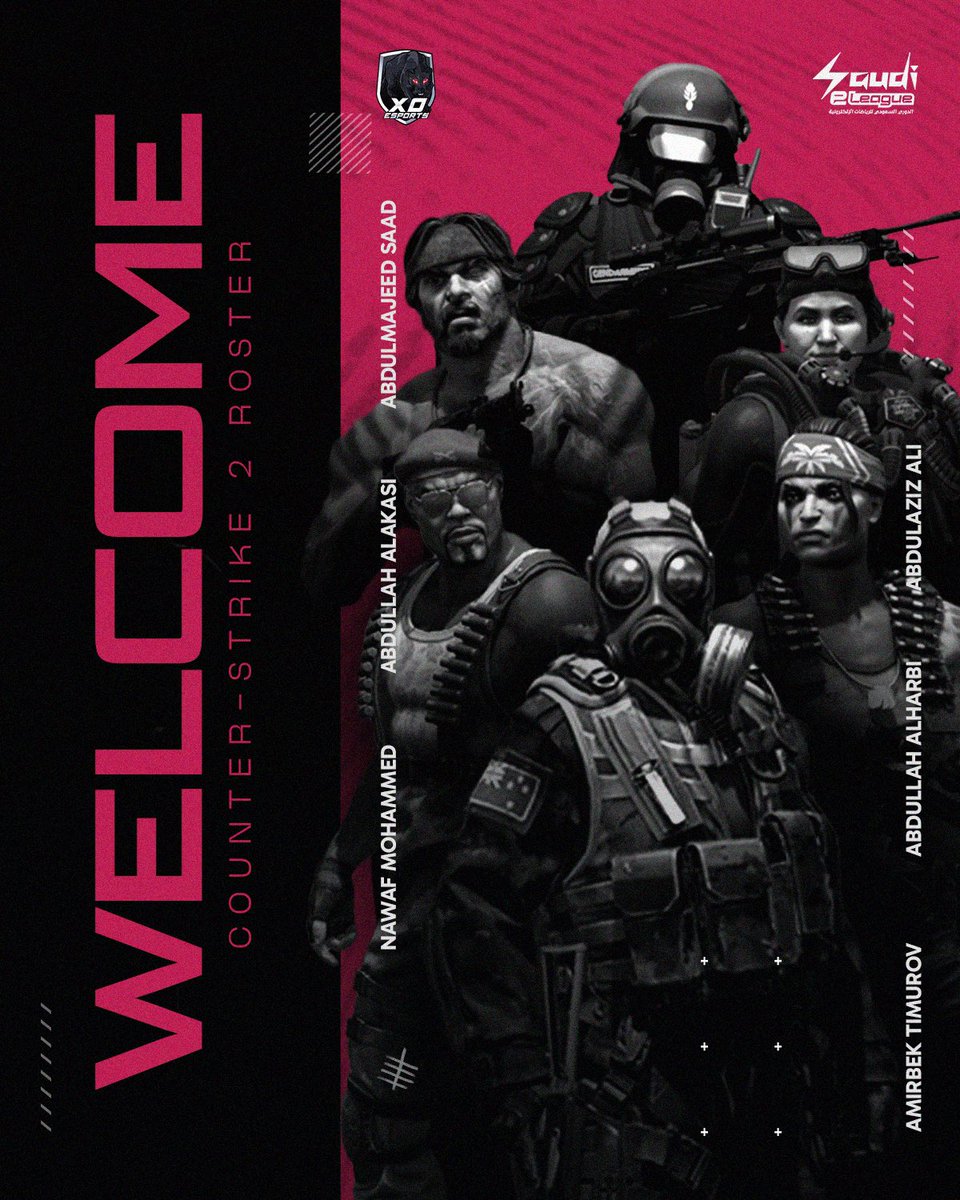 نحن هنا لتحقيق النجاح الأساسي! 💪🚀

رحبوا معنا بممثلينا ضمن منافسات @SaudieLeagues للعبة CS2😍👇

🥷 | <a href="/N7WAF_/">N7WAF</a> 
🥷 | <a href="/Torklaren/">Torklaren</a> 
🥷 | @zoanee 
🥷 | <a href="/JOXY_CSGO/">Abdulaziz.(JOXY)</a> 
🥷 | Amirbek Timurov
🥷 | Abdullah Alakasi

نتمنى لهم كل التوفيق والنجاح في مسيرتهم معنا ♥️.

#XOesports