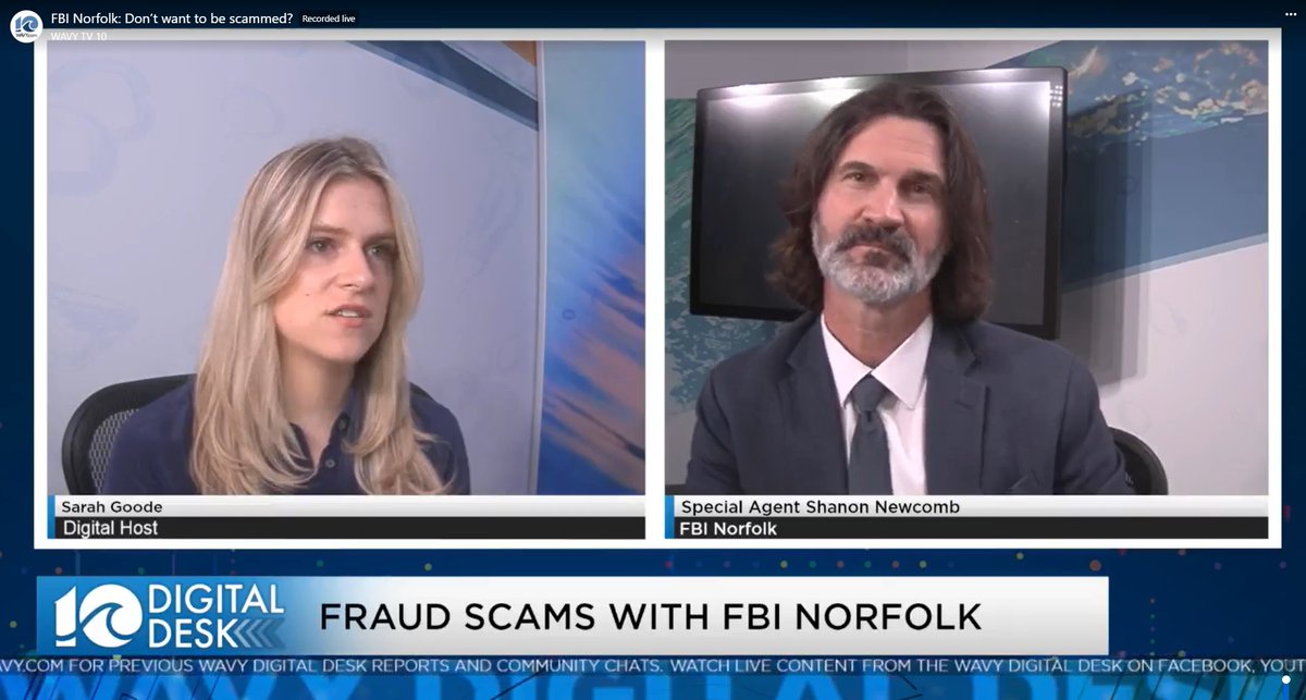 More people are online now than ever before – but that unfortunately includes scammers. Special Agent Newcomb with the FBI Norfolk office recently sat down with @WAVY_News to give internet users some general safety tips when navigating the web: ow.ly/6jo950QXOmR