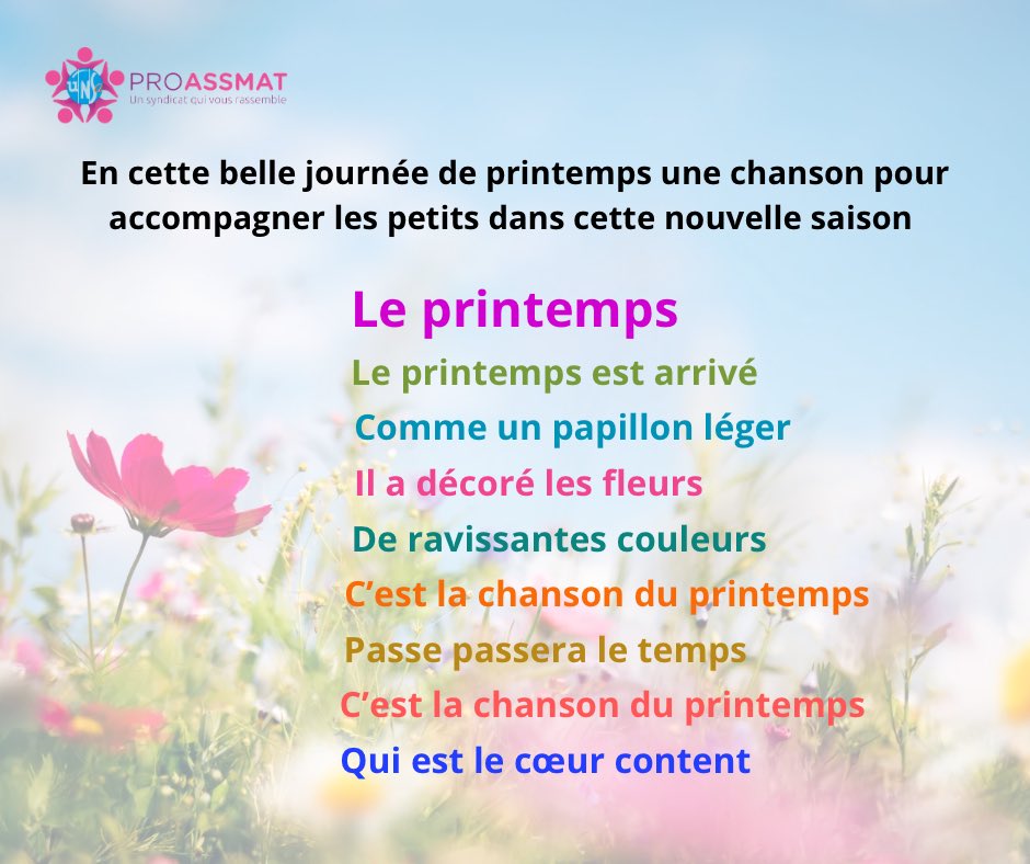 Vive le printemps !
unsaproassmat.org
#assmat
#AssistanteMaternelle
#printemps