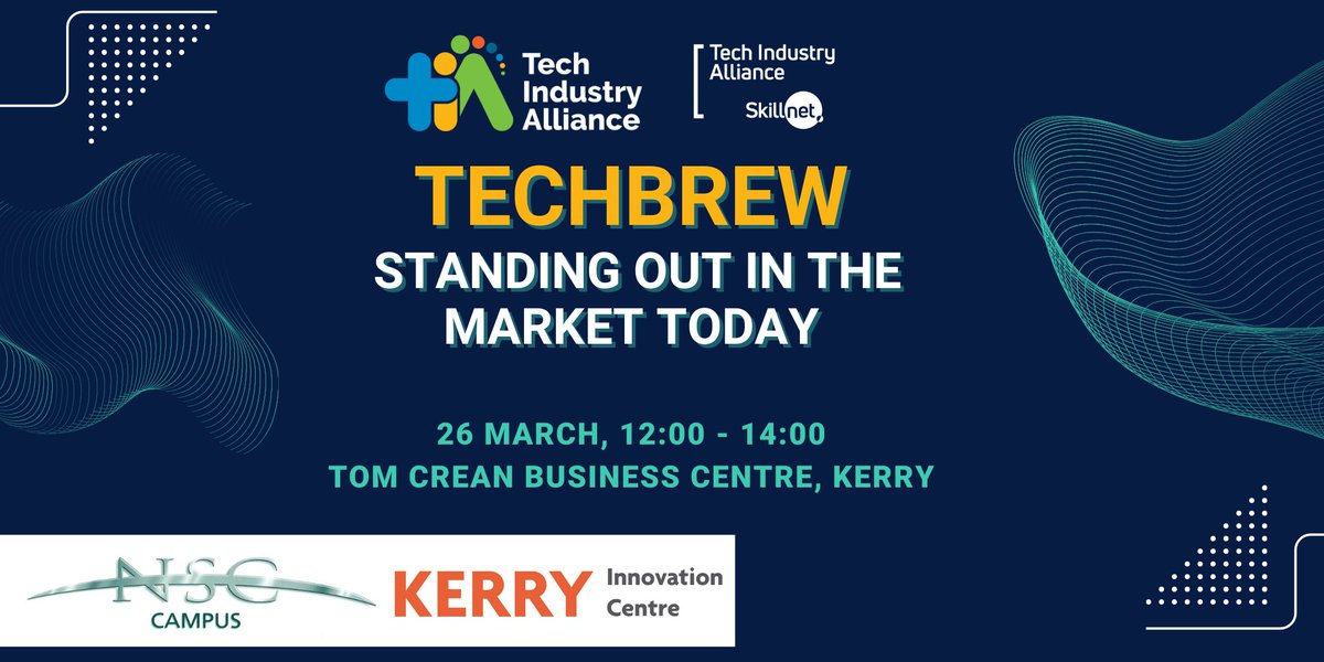 Join us next week in #Kerry for our upcoming TechBrew event 🚀 Speakers include: 💫 Emily Brick - Athena Analytics 💫 Fergus O’Meara - Dairymaster 💫 John McKeon - Gallarus Industry Solutions 💫 Donagh Kiernan - Tenego Academy Limited spaces left: eventbrite.ie/e/techbrew-eve…
