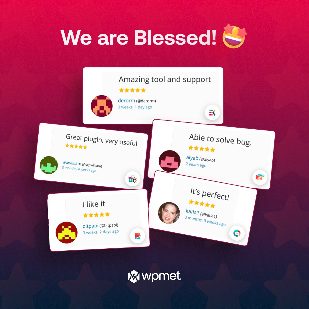 wpmetcom's tweet image. We are blessed! 😇

Thanks for sharing such beautiful feedback with us! 👏😍

Wpmet always appreciates your thoughts and here is a gift for you 👇
wpmet.com/deals/

Ramadan offer!
Up to 30% Off!

#ElementsKit
#MetForm
#ShopEngine
#WPSocial
#WPUltimateReview