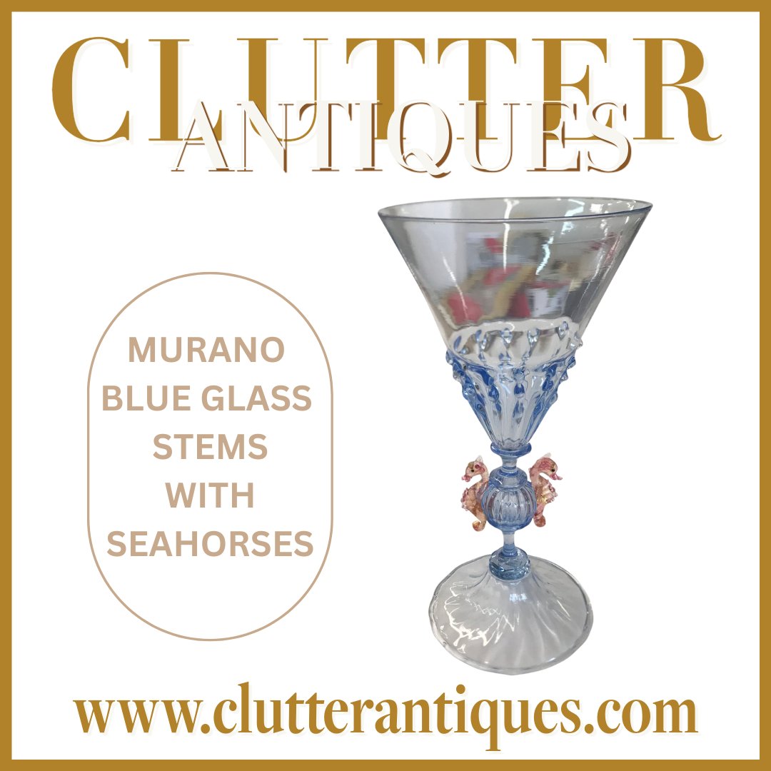 Murano Blue Glass Stems With Seahorses

l8r.it/6PPH

#clutterantiques #muranoseahorseglasses #muranostems #muranoglasses #muranowineglasses #midcenturybarware #handblownglass #bluemuranoglasses #stemswithseahorses #muranoglassware