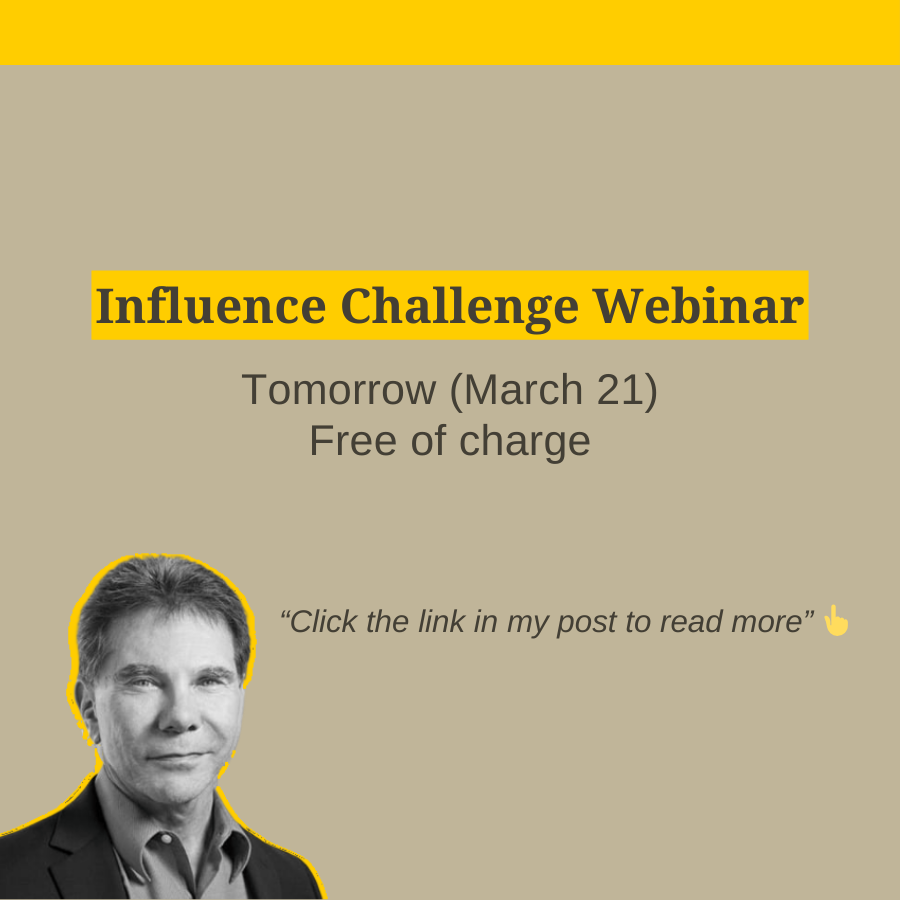 Want to learn from 5 highly relevant 𝐈𝐧𝐟𝐥𝐮𝐞𝐧𝐜𝐞 𝐂𝐡𝐚𝐥𝐥𝐞𝐧𝐠𝐞𝐬? Feel free to register for my webinar tomorrow, free of charge: eu1.hubs.ly/H08cbd00 👈 #influence #webinar