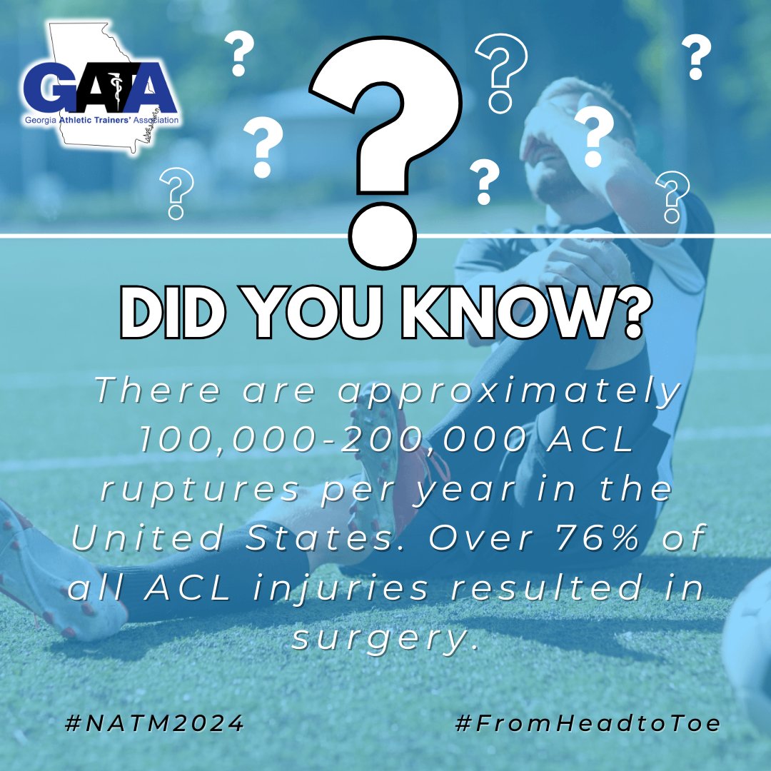 ACLs happen. ATs work to prevent these injuries before they occur, but are prepared to handle them when they do. #gATa #NATM2024 #NationalAthleticTrainingMonth