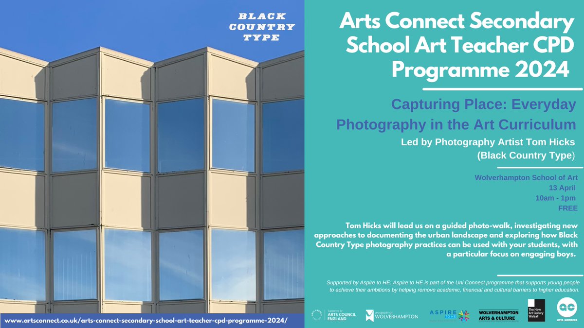 FREE CPD for Black Country & Telford Secondary & FE Art Teachers🥳📢 Everyday Photography in the Art Curriculum 📸 Join acclaimed artist @bctype for a guided photo-walk & apply his practices with students 📅13 April,Wolves School of Art, 10am-1pm 👇 tinyurl.com/yu9krrhc