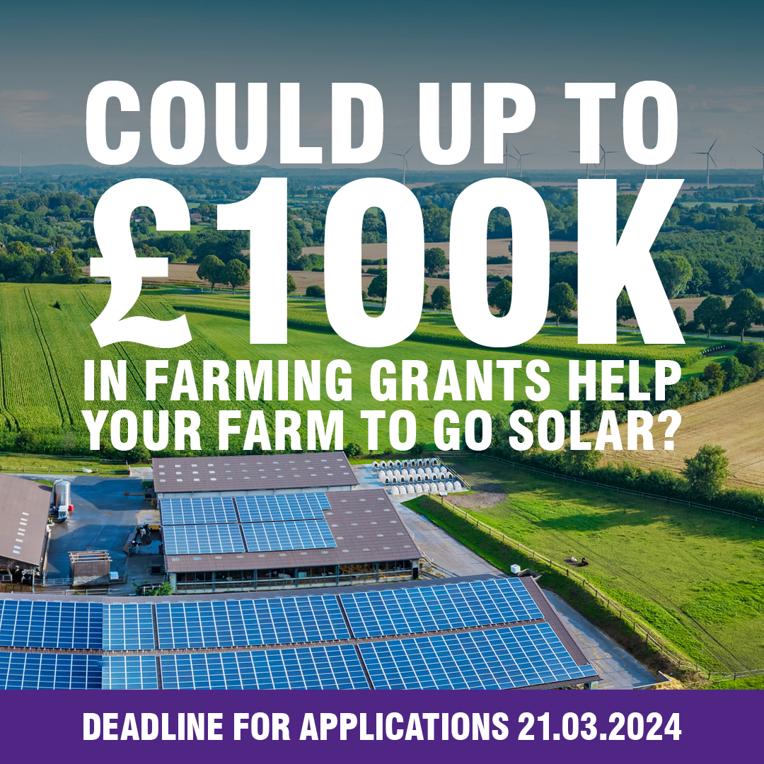 Attention farmers! There’s only one day to apply for a solar energy grant of up to £100K. The UK government is offering funding for farmers to install solar equipment on their farms. But time’s almost up – you need to apply by tomorrow to be eligible: ow.ly/SalE50QVpP2
