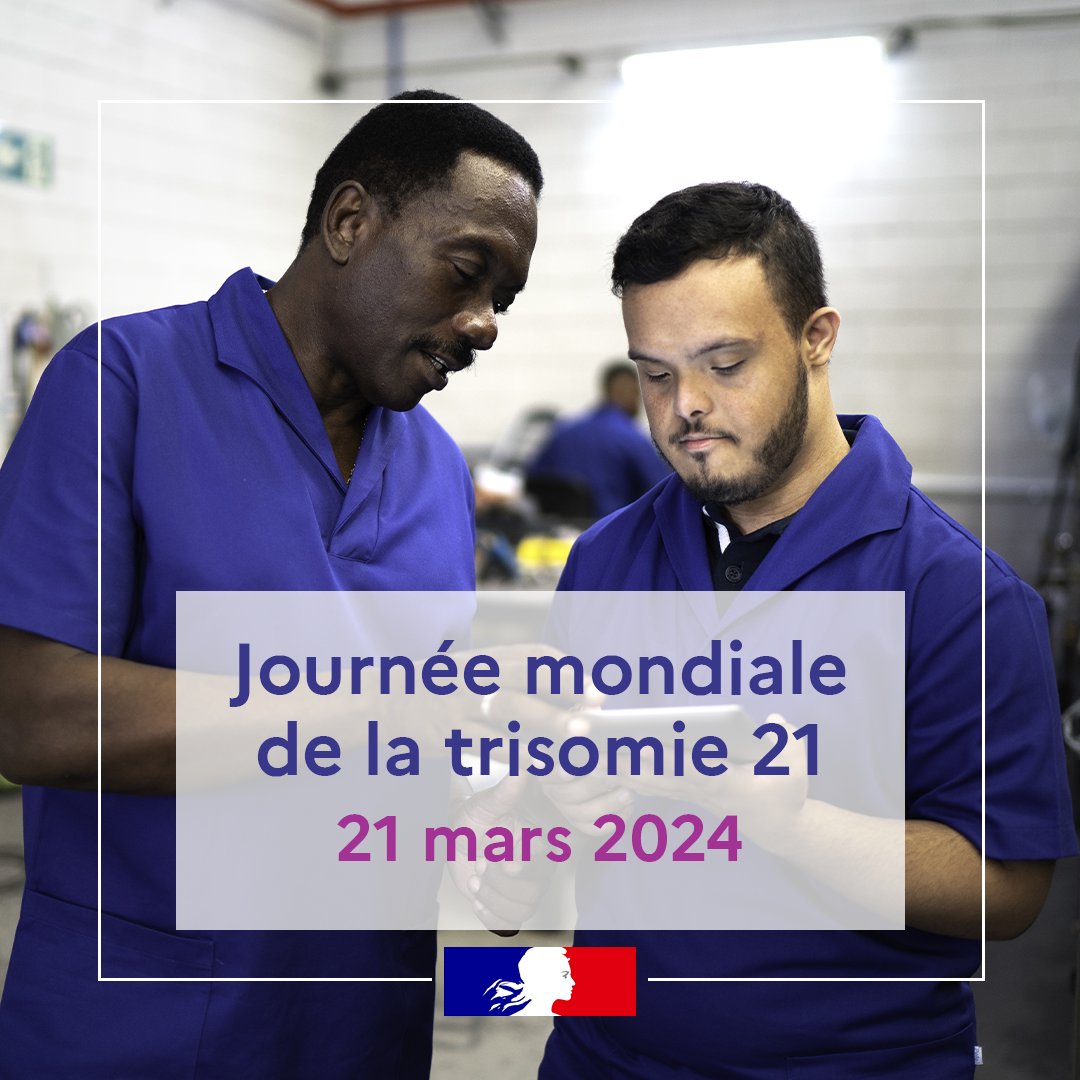 📅C'est la journée mondiale de la #trisomie21 !  🔍
Aussi appelé syndrome de Down, c'est l'une des anomalies chromosomiques les plus fréquentes.   

🔍Aujourd'hui de nombreuses personnes vivant avec ce handicap sont intégrées dans le monde du travail.

cc <a href="/fadila_khattabi/">Fadila Khattabi</a>