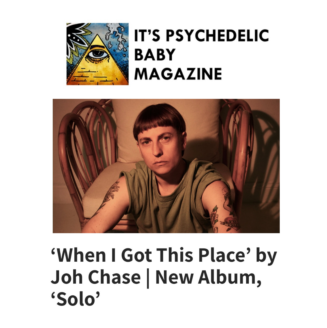 VIDEO PREMIERE

#JohChase's video for 'When I Got This Place' is premiering now exclusively at @PsychedelicMag! Be one of the first to experience the latest offering from Chase's new album 'Solo' (4/26) ahead of the official release tomorrow on KRS.

psychedelicbabymag.com/2024/03/when-i…