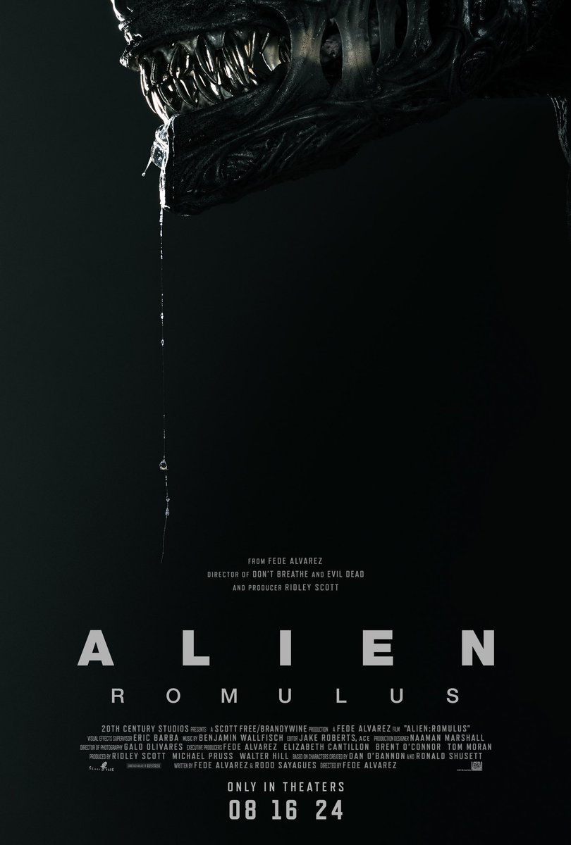 DiscussingFilm's tweet image. First poster for ‘ALIEN: ROMULUS’.

In theaters on August 16.