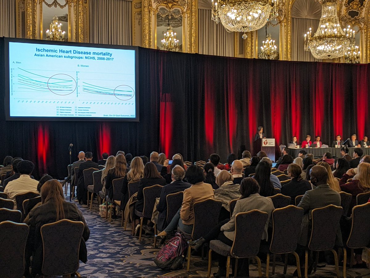🚨🚨🚨 Happening Now‼️🚨🚨🚨 Join us in the Grand Ballroom for the AHA #Guidelines and Statements Session at the @AHAScience #EpiLifestyle24! Here, Dr. @alka_kanaya is discussing the epidemiology of #diabetes & #ASCVD among Asian American adults.