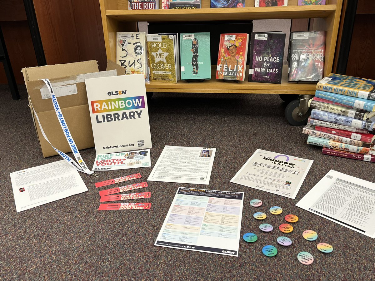 Thank you @GLSEN for gifting the SBHS Library @WeAreSBVikings the Rainbow Library! We are excited to share these great new resources with our students. @KateSLMS #sbhslibrarylife