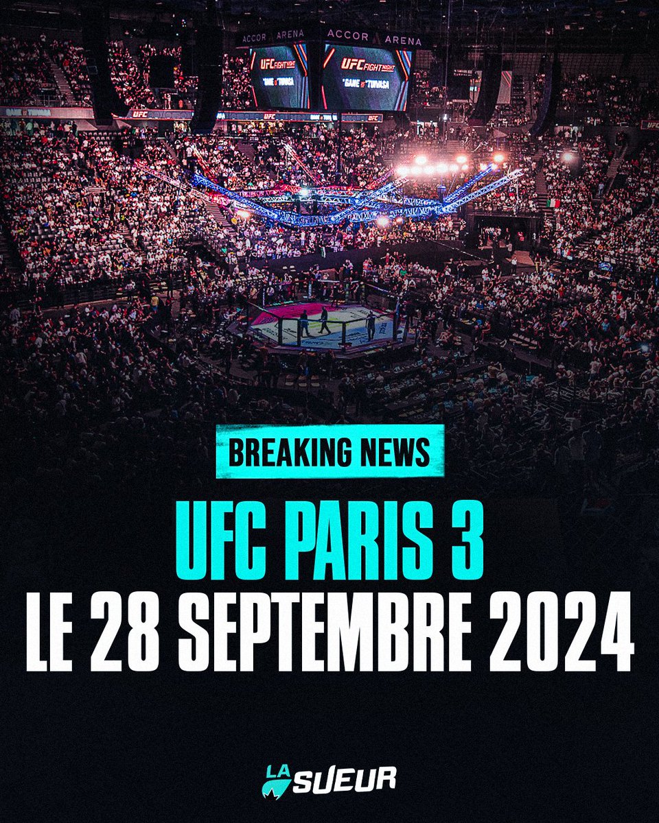 LaSueur_off's tweet image. 🚨BREAKING NEWS

L'UFC revient à Paris le 28 Septembre 2024 pour un troisième évènement 🇫🇷🔥

Ciryl Gane devrait être en tête d'affiche de cette carte ! 🤩

(h/t @CultureMMA_)