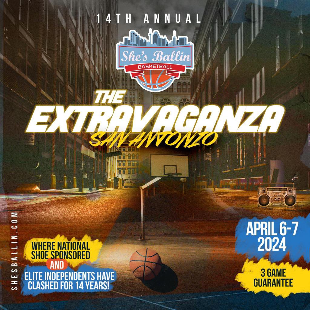 The Extravaganza is filling up fast. Join nationally respected programs such as Drive Nation EYBL, IFN GUAA, Team Lex 3SSB, Urban Heroes, Texas Flight, CyFair Premier, Houston United, SA Hoops Elite and many more…. Register here basketball.exposureevents.com/219560/shesbal…