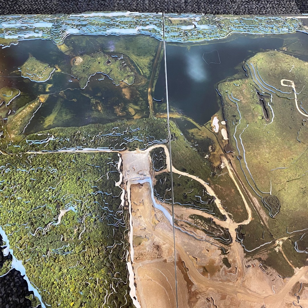 32 sq. ft. and 16 individual layers of detail, finished with hand-applied vinyl prints resulted in this epic topographic map of the Milton Quarry. This was one of the physically larger projects we worked on last year and the end result rocks! 😅  

#lasercutting #customproducts