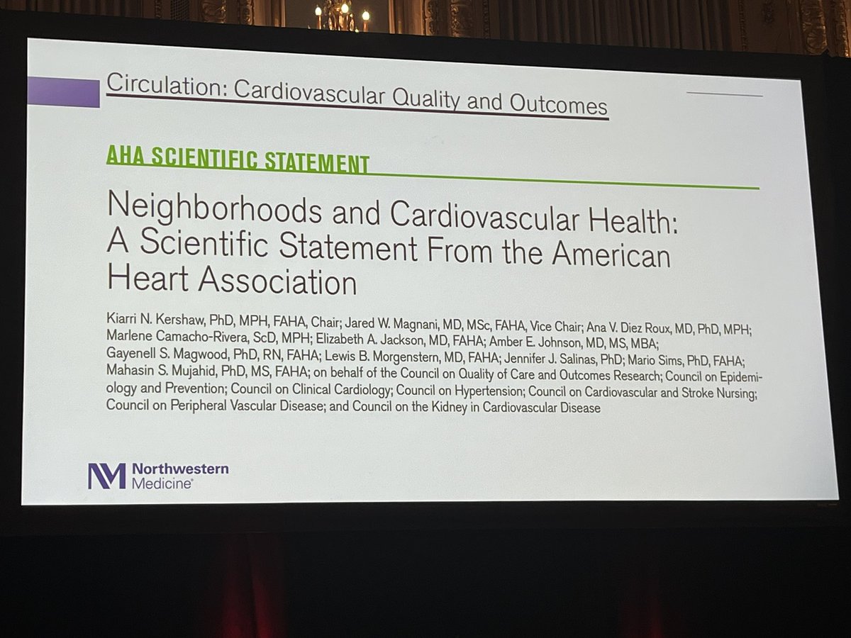 Dr. Kiarri Kershaw presenting on the importance of neighborhoods and where we live for shaping cardiovascular health #EPILifestyle24 #JAHAMeetingReport #AHAJournals @JAHA_AHA @American_Heart @Luis_A_Rguez