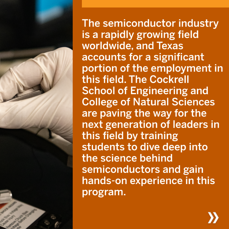CockrellSchool's tweet photo. Horns up 🤘

We're excited to introduce a groundbreaking master's program in semiconductors, equipping students to be at the forefront of one of our time's most dynamic and impactful industries.

Swipe through to learn how @UTAustin engineers will change the world 🌎