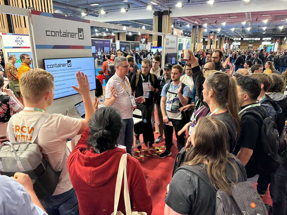 Phil Estes (@estesp) on Twitter photo So cool that <a href="/castrojo/">June Ed Castrojo</a> took ownership of the project pavilion area at #KubeConEU and is running it with some serious passion! ❤️ His pavilion tours are such a cool idea and I enjoyed getting to share about <a href="/containerd/">containerd</a> with one of his crowds earlier. Thanks Jorge!! So cool that <a href="/castrojo/">June Ed Castrojo</a> took ownership of the project pavilion area at #KubeConEU and is running it with some serious passion! ❤️ His pavilion tours are such a cool idea and I enjoyed getting to share about <a href="/containerd/">containerd</a> with one of his crowds earlier. Thanks Jorge!!