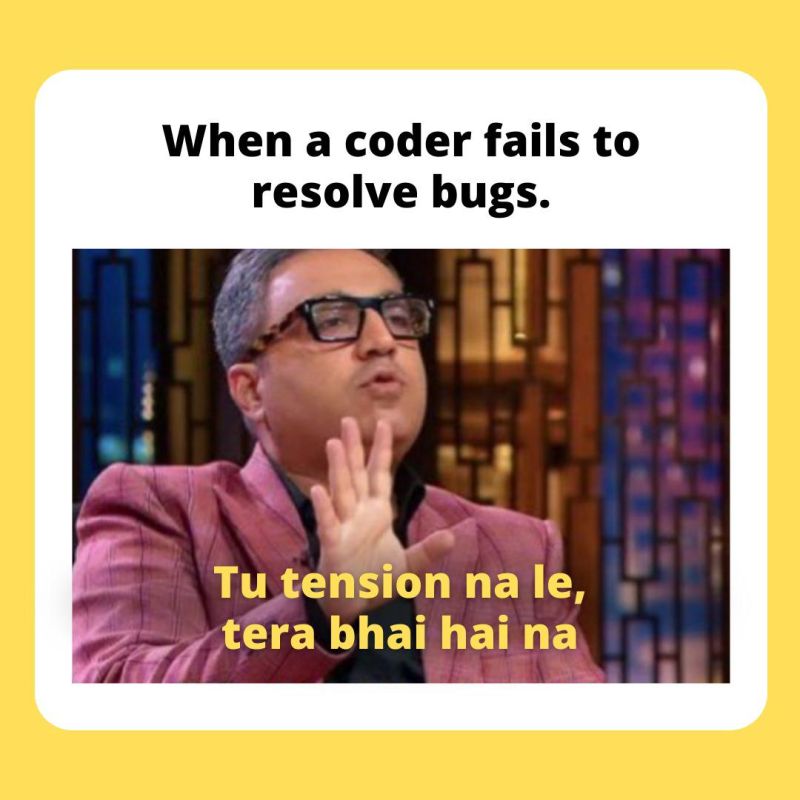 MayankP43611179's tweet image. Bugs be like : Tu bhi aaja ek error or extra dunga
#coding #programming #funwithcode #codinglife #memecode #codememe #memecoin #fun