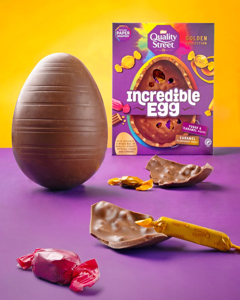 We are giving you the chance to win one of TEN Quality Street Incredible Eggs! 💜 To enter all you have to do is: 🍬 Follow @QualityStreetUK 🍬 Repost this promotional post UK, CI, IoM, ROI 18+ 1 ENTRY/PERSON/CHANNEL ENDS 23:59 24/3 T&Cs: nes.tl/qseasterpromo