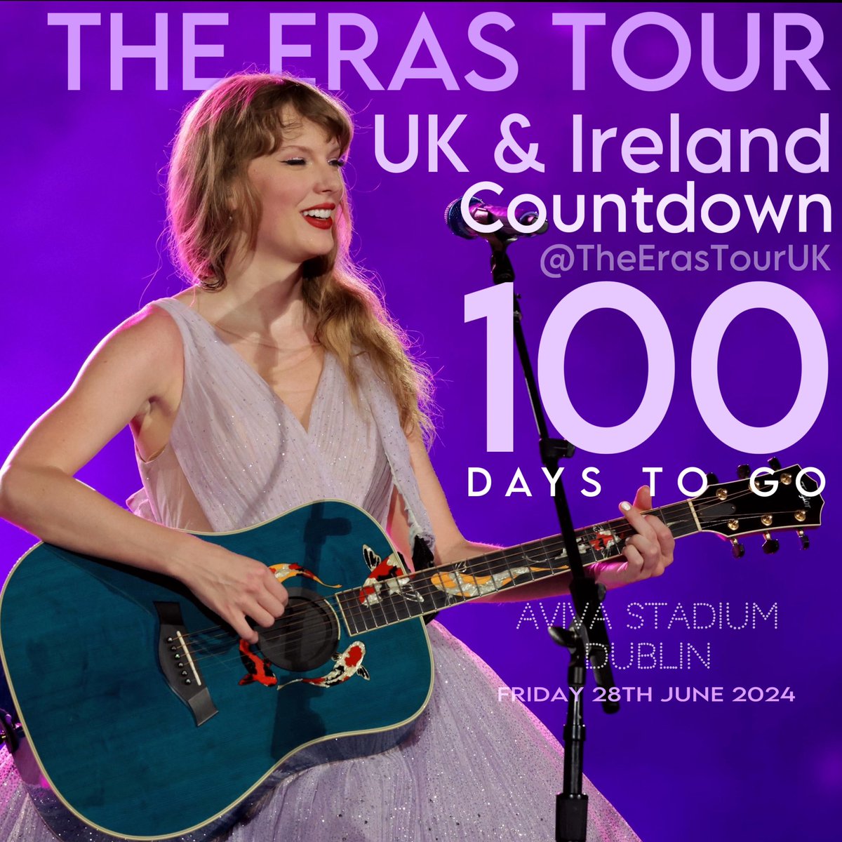 📆 In 100 days Taylor Swift will be returning to Ireland for the Eras Tour shows at Aviva Stadium, Dublin! Who’s looking forward to seeing @TaylorSwift13 at the shows in Dublin?