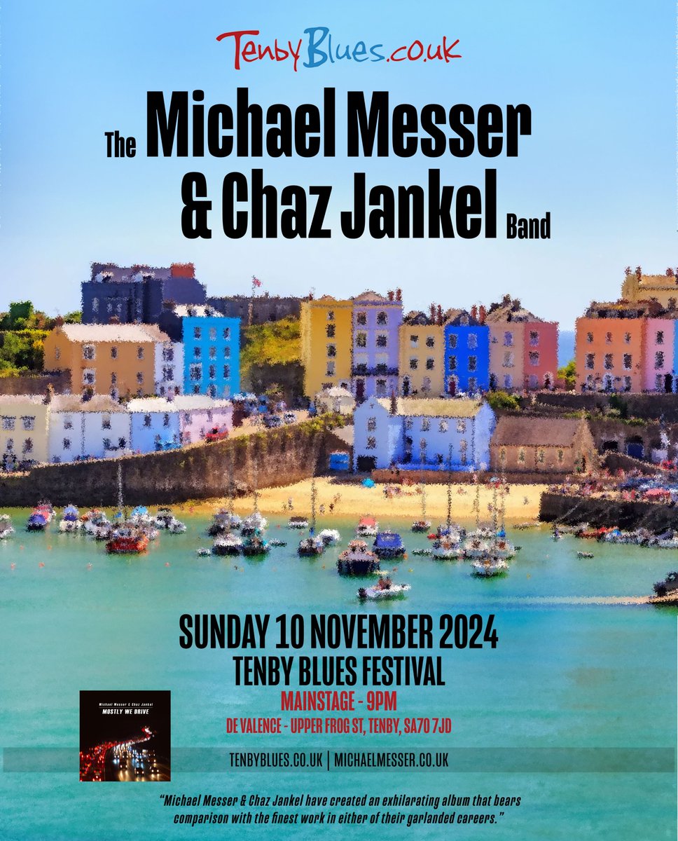 Tenby! We're a good while away yet, but it's great to be able to share the news that we'll be coming to @TenbyBluesFest in November, Sunday 10th from 9:00pm. Find out more at: tenbyblues.co.uk