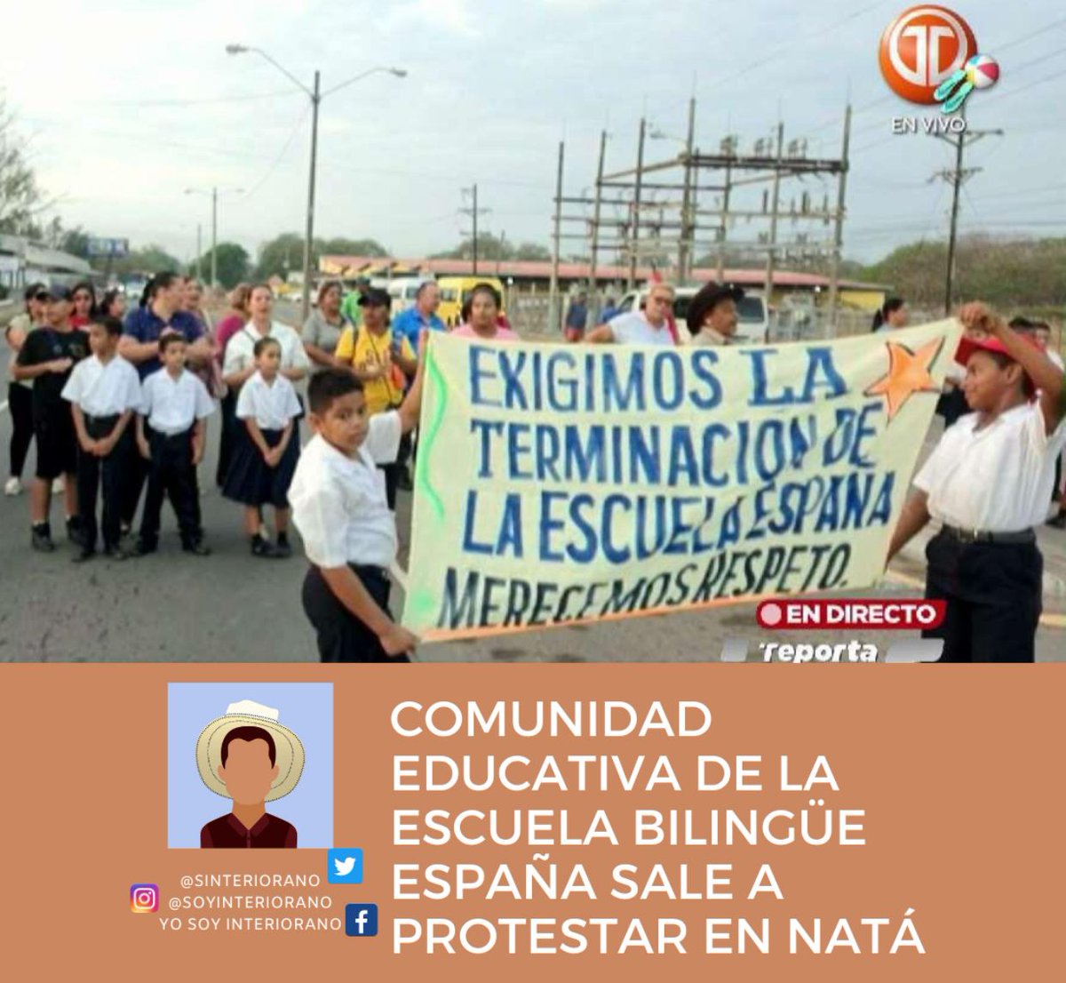 SInteriorano's tweet photo. Padres de familia, docentes y estudiantes de la Escuela Bilingüe España, en Natá, salieron a protestar y mantienen un cierre de la vía Panamericana, para exigir a las autoridades la culminación de los trabajos de remodelación del plantel que llevan más de siete años. https://t.co/J85HeKaOzx