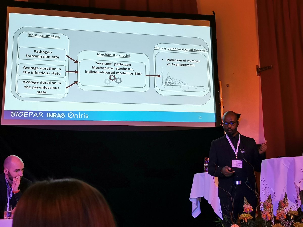 👏Loïc Eyango presents his 1st PhD results at Uppsala #SVEPM2024 <a href="/SVEPM_Members/">SVEPM</a>
👉 How to couple deep learning methods with mechanistic models to improve Bovine Respiratory Disease detection from sensor data 💻📈🐂🦠🤖
@bioepar
<a href="/UMR_IGEPP/">UMR Igepp</a> @Adventiel