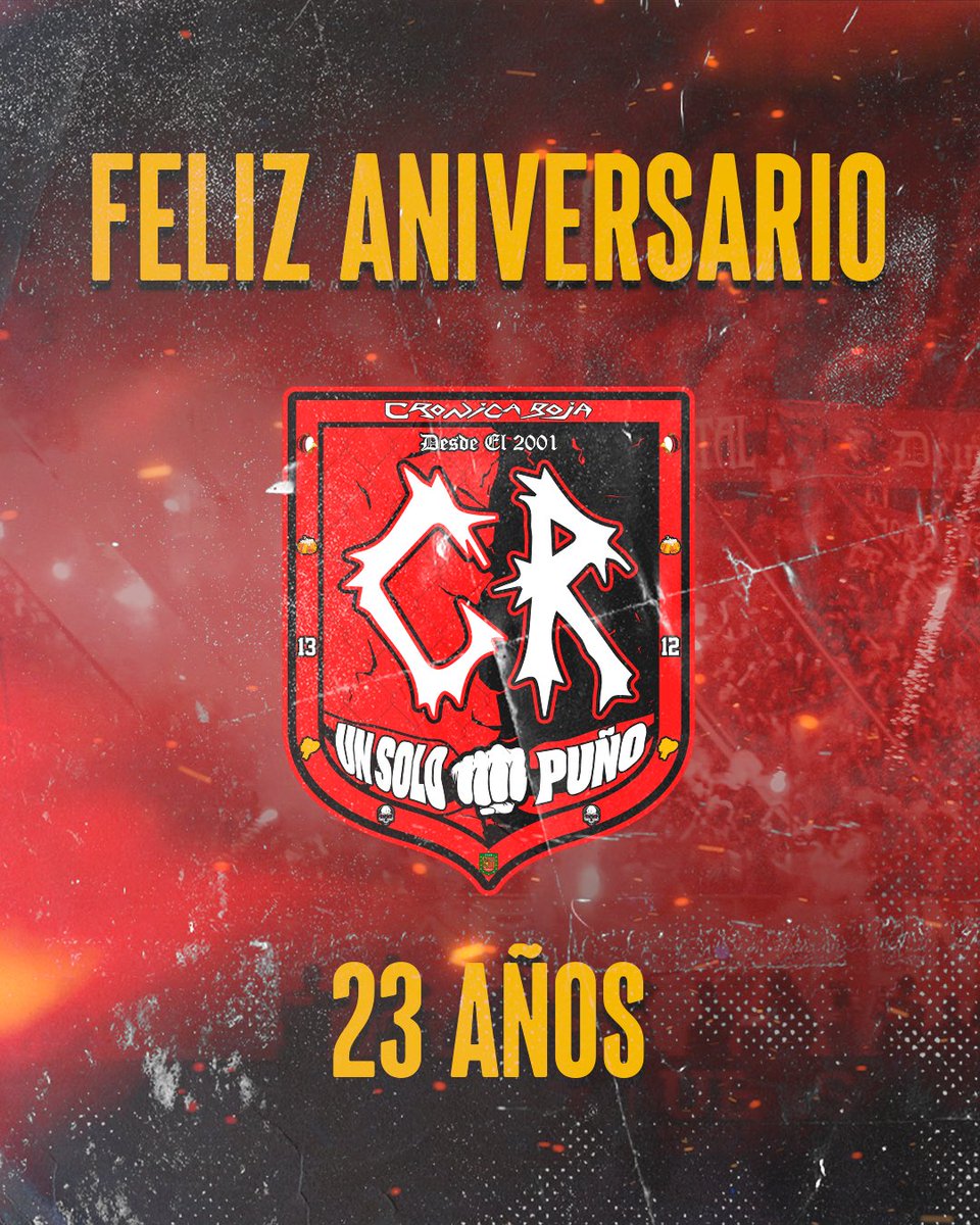 Felicitamos a la barra Crónica Roja por un nuevo aniversario 🎊🥁

Gracias por su apoyo incondicional estos 23 años 👏👏👏

#UnSoloPuño ♥️🖤
