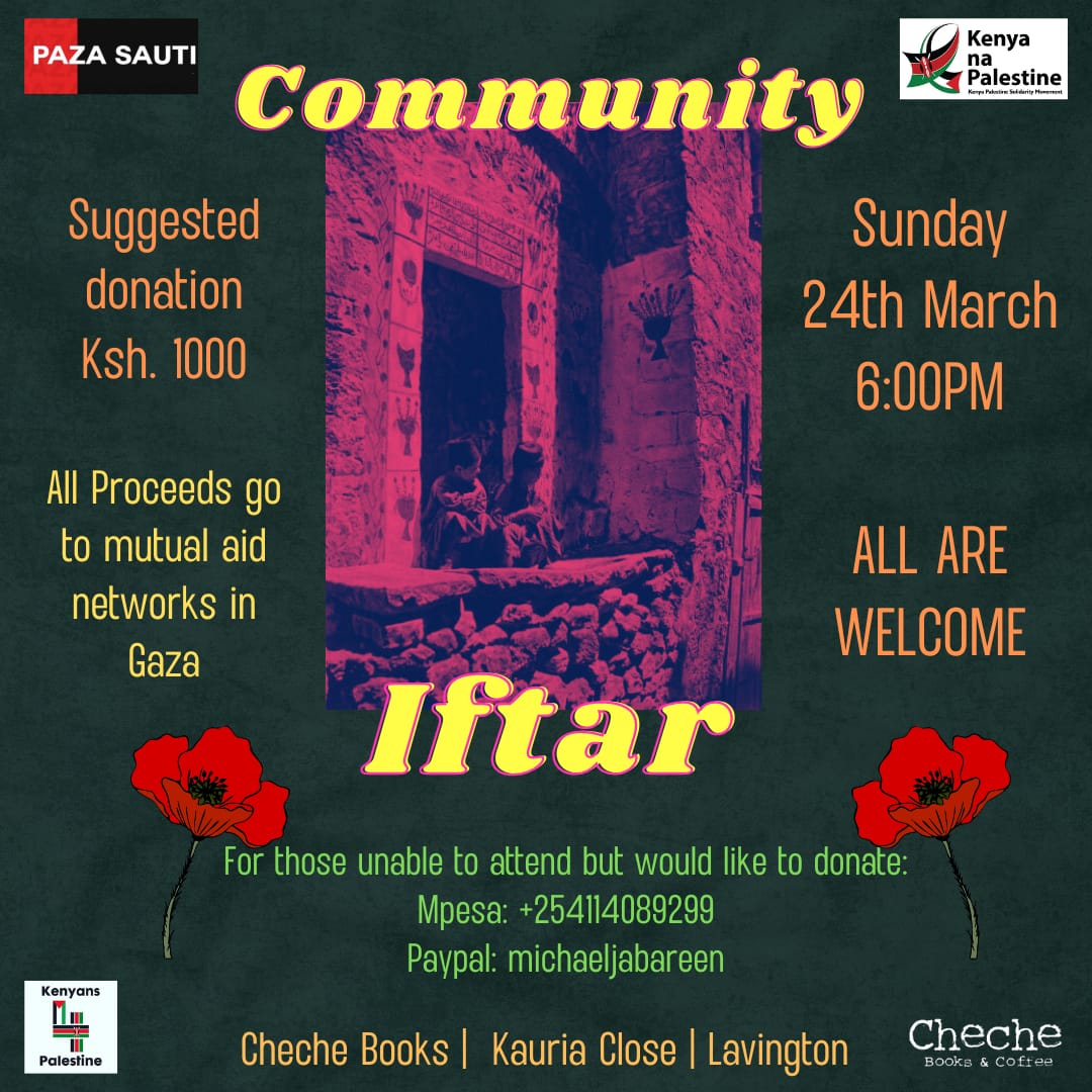 Sunday, 24 March 2024. Come to the Iftar and support the Palestinian people. All details on the poster.