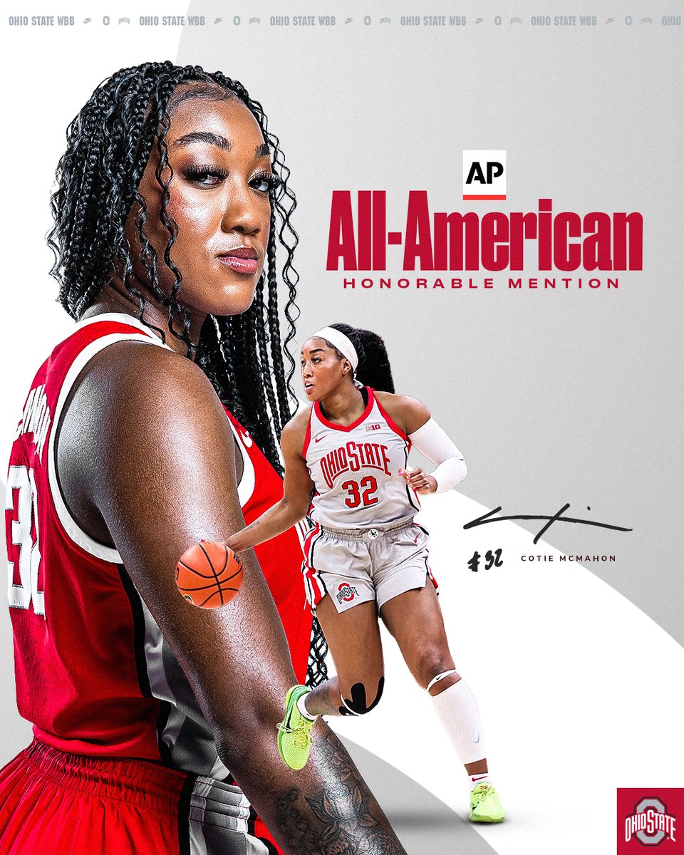 🏅 Cotie McMahon is an AP All-American Honorable Mention ‼️ 🥳 🔗: go.osu.edu/wbb-ap-aa #GoBucks