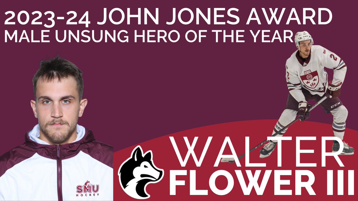 JOHN JONES MEMORIAL AWARD - MALE UNSUNG HERO Men's hockey defenceman Walter Flower III, a third year commerce student from Lunenburg, N.S., has been named the 2023-24 John Jones Memorial Award winner for Male Unsung Hero. Full list of award winners: smuhuskies.ca/general/2023-2…