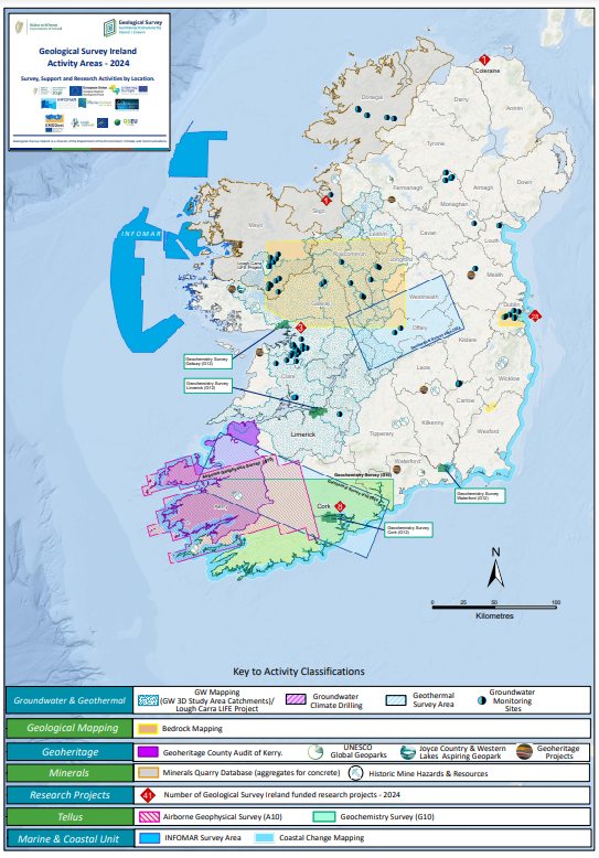 GeolSurvIE's tweet photo. Geological Survey Ireland @Dept_ECC have published the  2024 Activity Map, detailing key projects and research areas for the year. From groundwater mapping to geoheritage audits,  This is where we'll be: https://t.co/7NeNL4f3Ox… https://t.co/2RpLLQeWU6