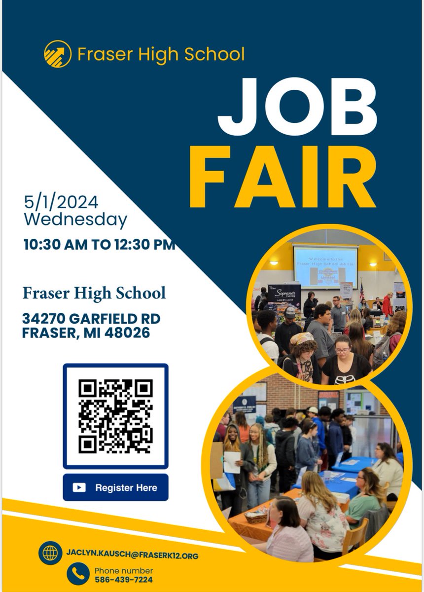 Fraser High School is hosting a dynamic Job Fair, and we want YOU to be a part of it! Looking for talented, motivated individuals to join your team?This is your chance to connect with our students who are eager to explore your opportunities! @FraserSchools @FraserNavigator
