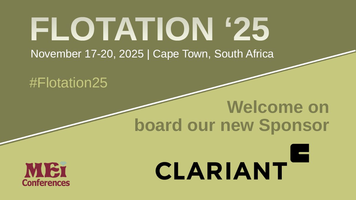 We are very happy to announce that @clariant are sponsoring #Flotation25! 

clariant.com
 mei.eventsair.com/flotation-25/

#mining #frothflotation #flotation  #mineralprocessing #mineralsengineering #extractivemetallurgy #miningchemicals #sustainablemining