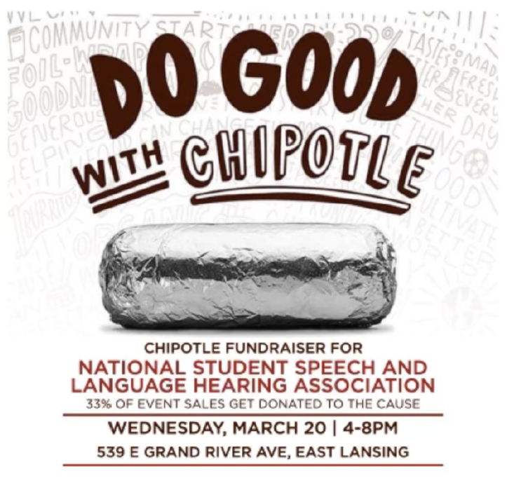 NSSLHA is hosting a Chipotle fundraiser today from 4-8 pm! This takes place at 539 E Grand River Ave!