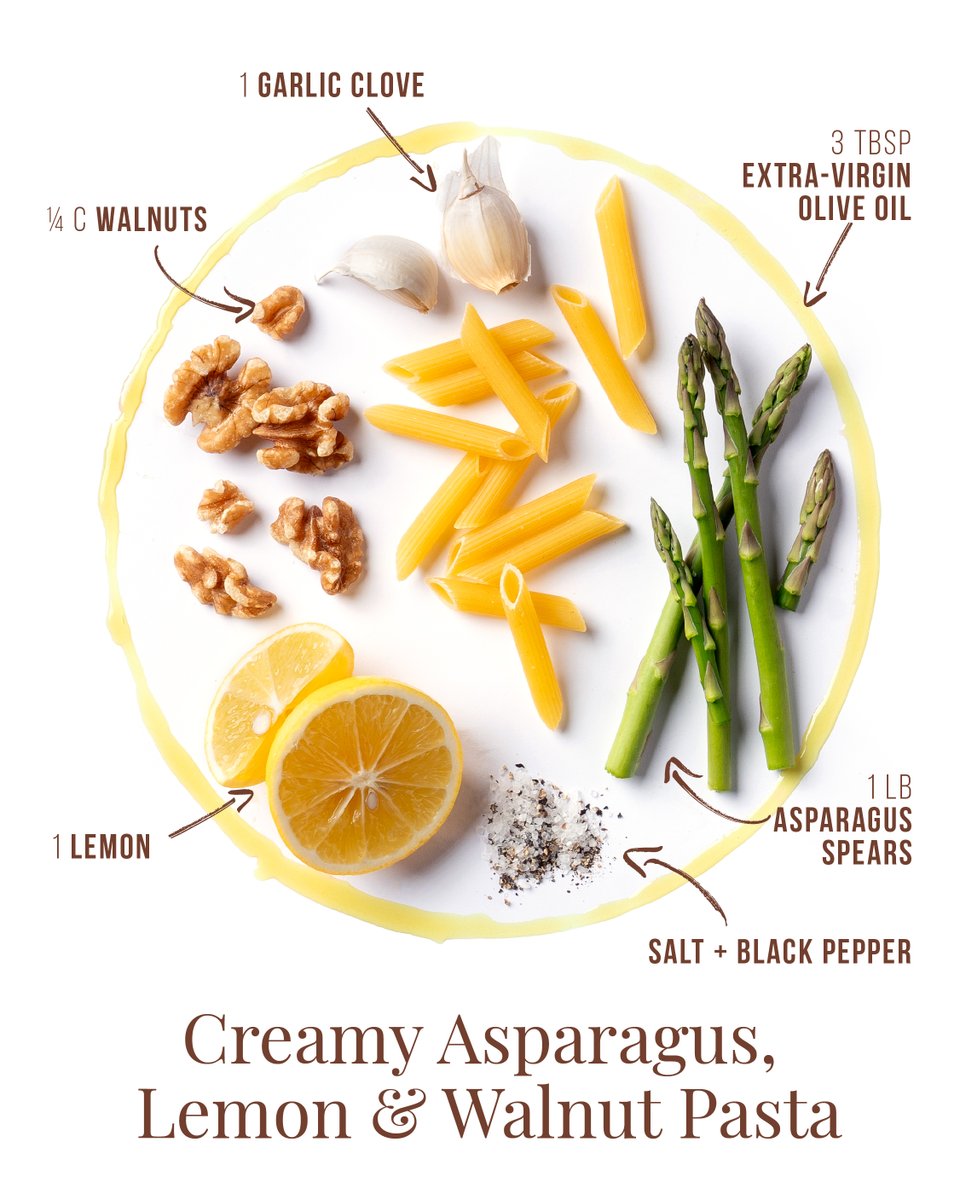 Tip from <a href="/myplate/">myplate</a> : Cook at home more often to control the sodium in your food. Try this 15 minute Creamy Asparagus, Lemon, and Walnut Pasta 🍋🧄🍝  Recipe here: ow.ly/AwoR50QHlmC