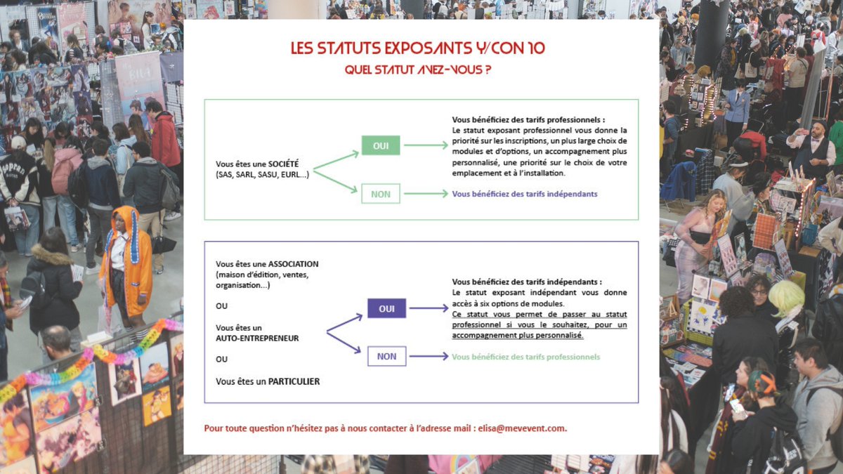 🇫🇷 [EXPOSANTS] Vous souhaitez exposer lors de la Y/CON 10, mais vous ne savez pas quel statut vous correspond ? Consultez notre infographie. Les informations concernant les inscriptions des exposants indépendants arrivent prochainement ! Plus d’infos : bit.ly/4bX03Gd