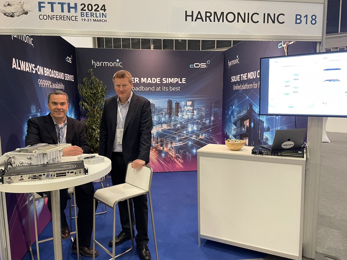 The #HarmonicTeam is at @FTTHCouncilEU's Conference until tomorrow! Swing by booth B18 in Hall 25 tomorrow to meet our team of fiber experts and explore our market-leading #cOS #fiber #broadband solutions. See you there! 👋