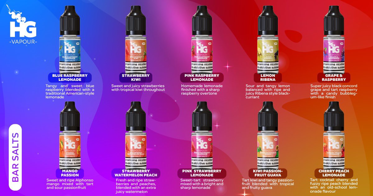 Aaroncardus2's tweet photo. The new Hg Vapour bar salts 
Now available at 
https://t.co/P1CiWDKfOH https://t.co/AtV7DJ5n3F