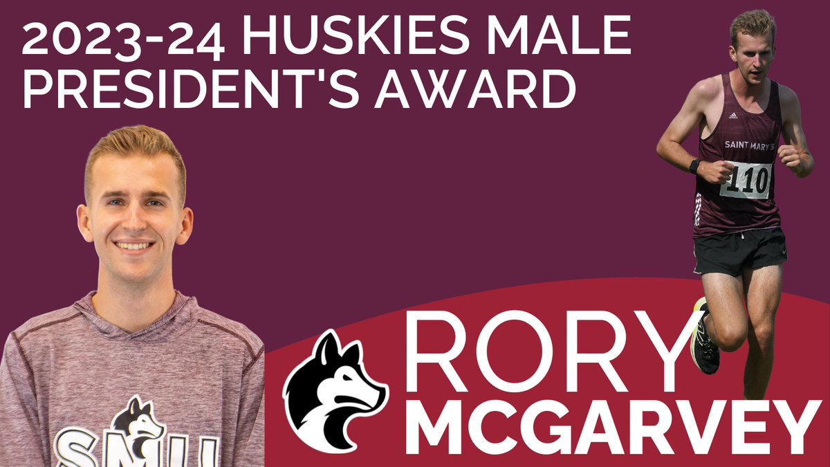 PRESIDENT'S AWARD (MALE) Men's cross country and track & field runner Rory McGarvey, a third year environmental studies student from Belleville, ON, has been named the 2023-24 Huskies Male President's Award winner for Outstanding Academic and Athletic Performance.