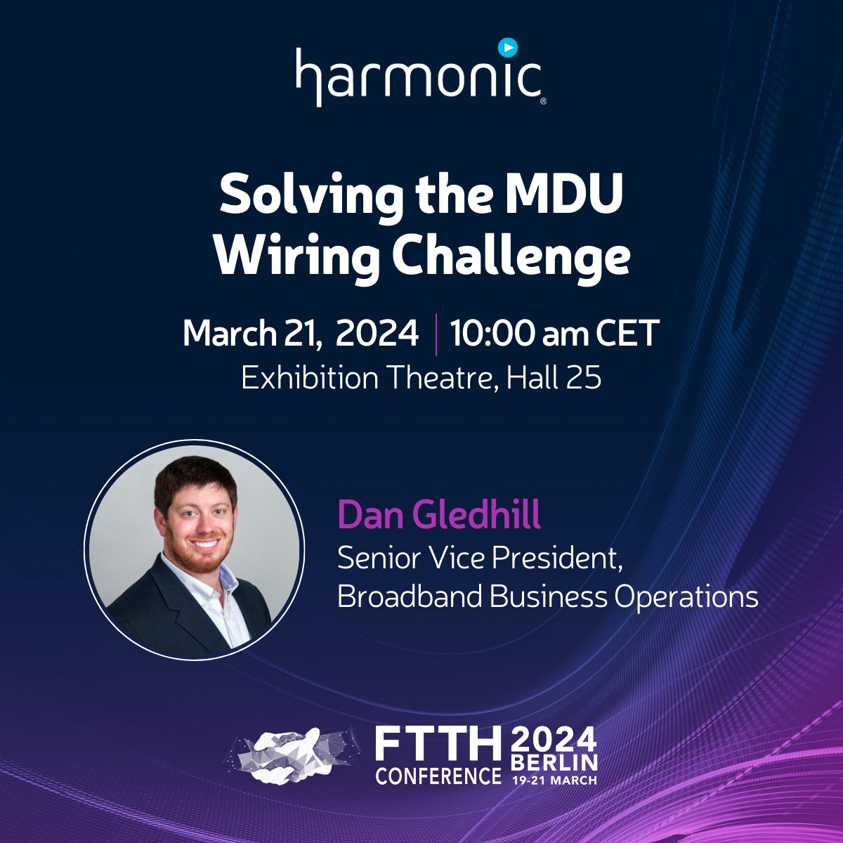 Make sure you catch Dan Gledhill's session Solving the MDU Wiring Challenge on March 21 at 10am CET to learn how #cOS simplifies #broadband delivery to MDUs. #FTTH24