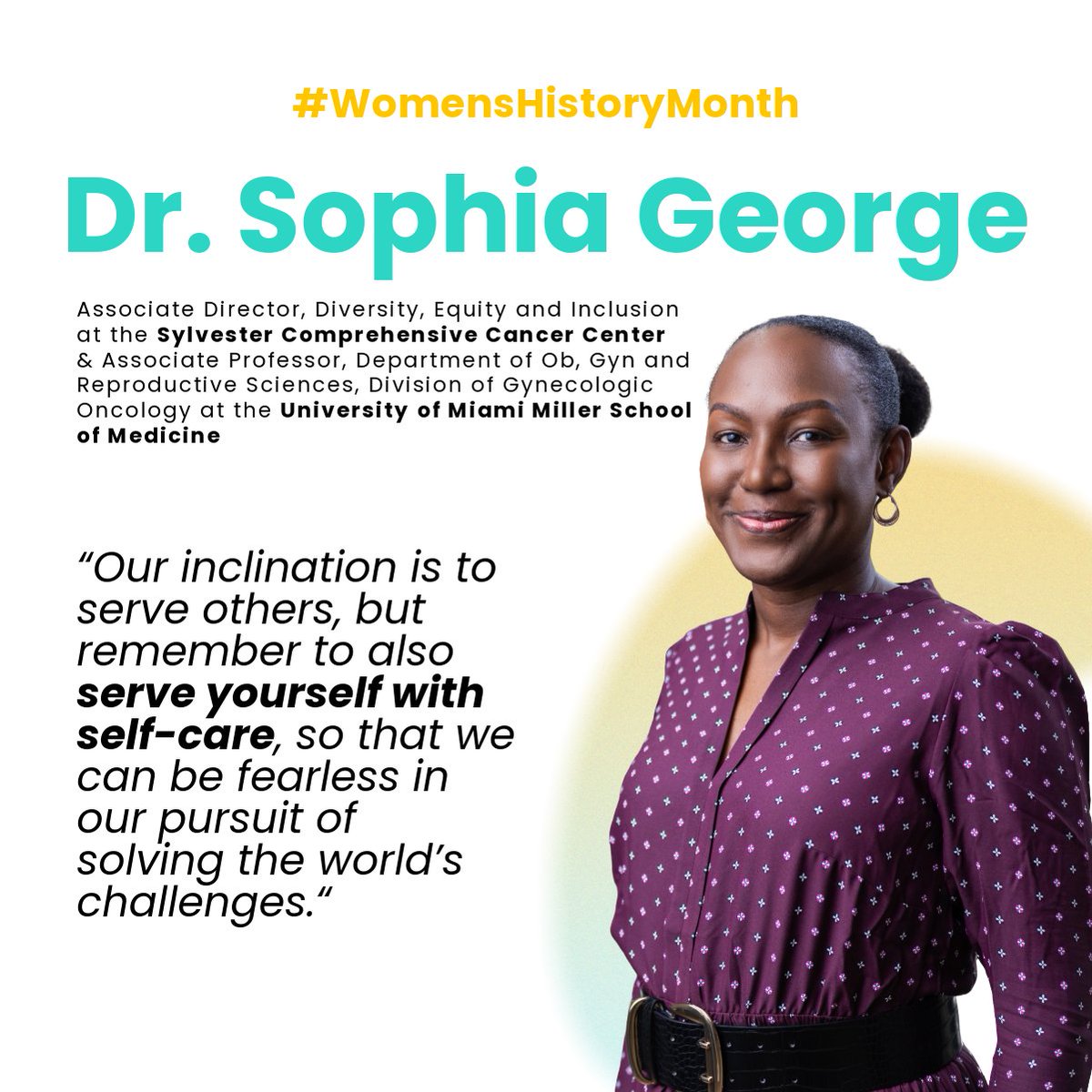 Meet Sophia George, ACS Center for Diversity in Cancer Research Training grantee & Principal Investigator for the ACS DICR Post-Baccalaureate Fellows Program at @UnivMiami. Thank you, Dr. George, for your commitment to diversity in cancer research! More: amercancer.co/whmsophia