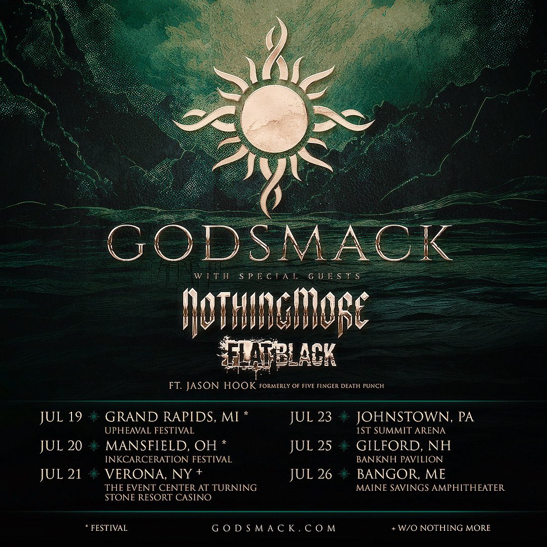 Have you gotten your tickets yet!? Godsmack Artist Pre-Sales are LIVE for our July shows with @nothingmorerock and @FlatBlackMusic at: godsmack.com/tour 🔓Password: TRUTH ⚠️ Please Note: Password will only work for our artist pre-sale not for any other party pre-sales.…