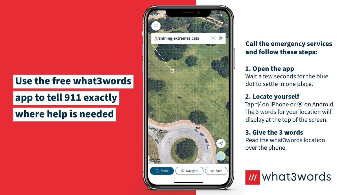 Starting today you can use the free #what3words app to tell Plano 911 exactly where help is needed during an emergency! 🚨 How to use the app: 1️⃣ Call or Text 911 2️⃣ Use the app to find your what3words location and tell the call taker ✅Download from your App Store @what3words