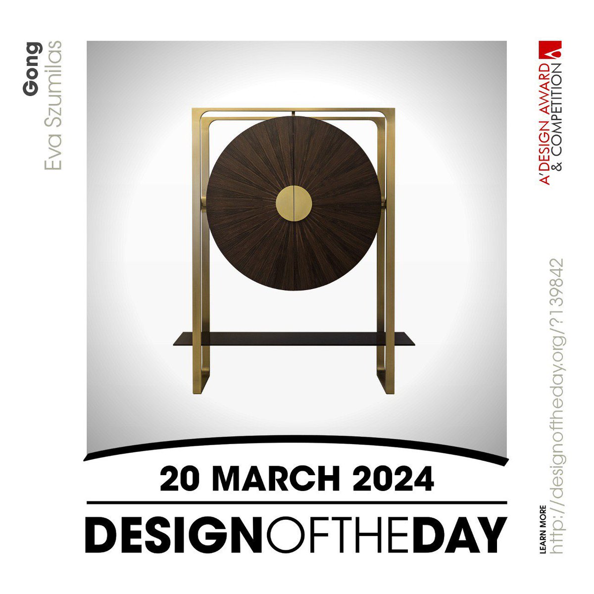 Congrats to Eva Szumilas, the creator behind Design of the Day of 20 March 2024 - Gong Bar Cabinet. Check out this great work now. We are currently featuring it at designoftheday.org/?139842 #adesignaward #adesigncompetition #designoftheday #furnituredesign