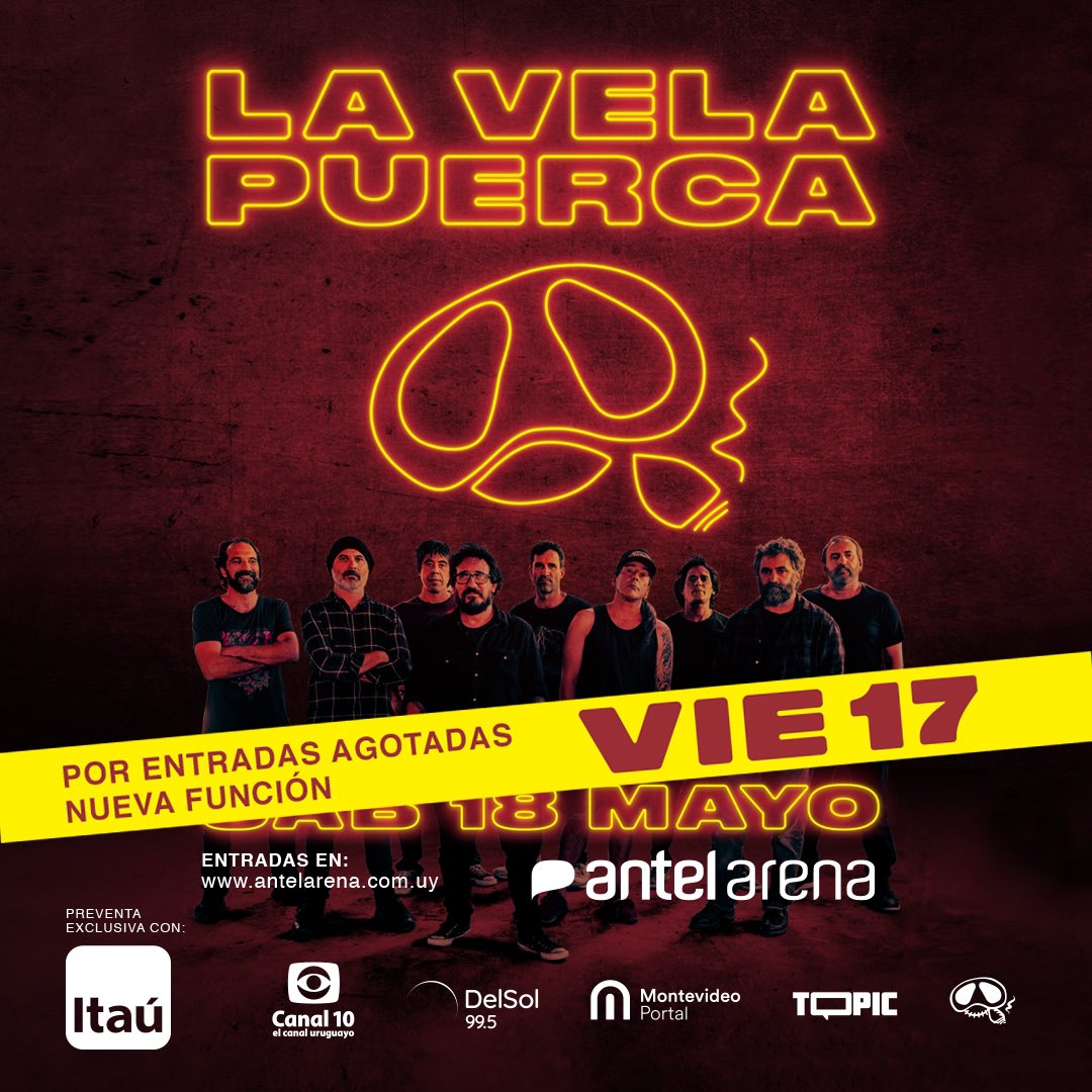 Por entradas agotadas anunciamos con alegría una NUEVA FUNCIÓN en el #AntelArena!!!! PREVENTA EXCLUSIVA para tarjetas de crédito Itaú y canjes Volar del 20 de marzo a las 12 hs hasta el 23 de marzo inclusive o hasta agotar cupo. VENTA GENERAL a partir del 24 de marzo.