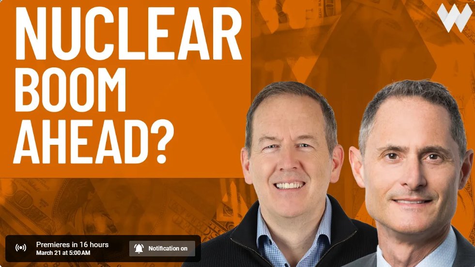 Check out John Ciampaglia and me on @wealthion on March 21 as we have a high level discussion (more for those new to the sector) on the benefits of #nuclearenergy and #uranium.  Replay bit.ly/3TtF6tI