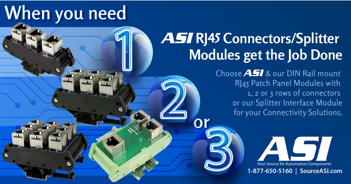 asiez's tweet image. When you need multiple #RJ45 #Connectors to work concurrently or a multi-functional Splitter on one system, ASI has the RJ45 Patch Panel &amp;amp; Splitter #InterfaceModules to get the Job Done. Explore the ASI options-sourceasi.com/shop/category/…
#connectivitysolutions #SourceASI #automation