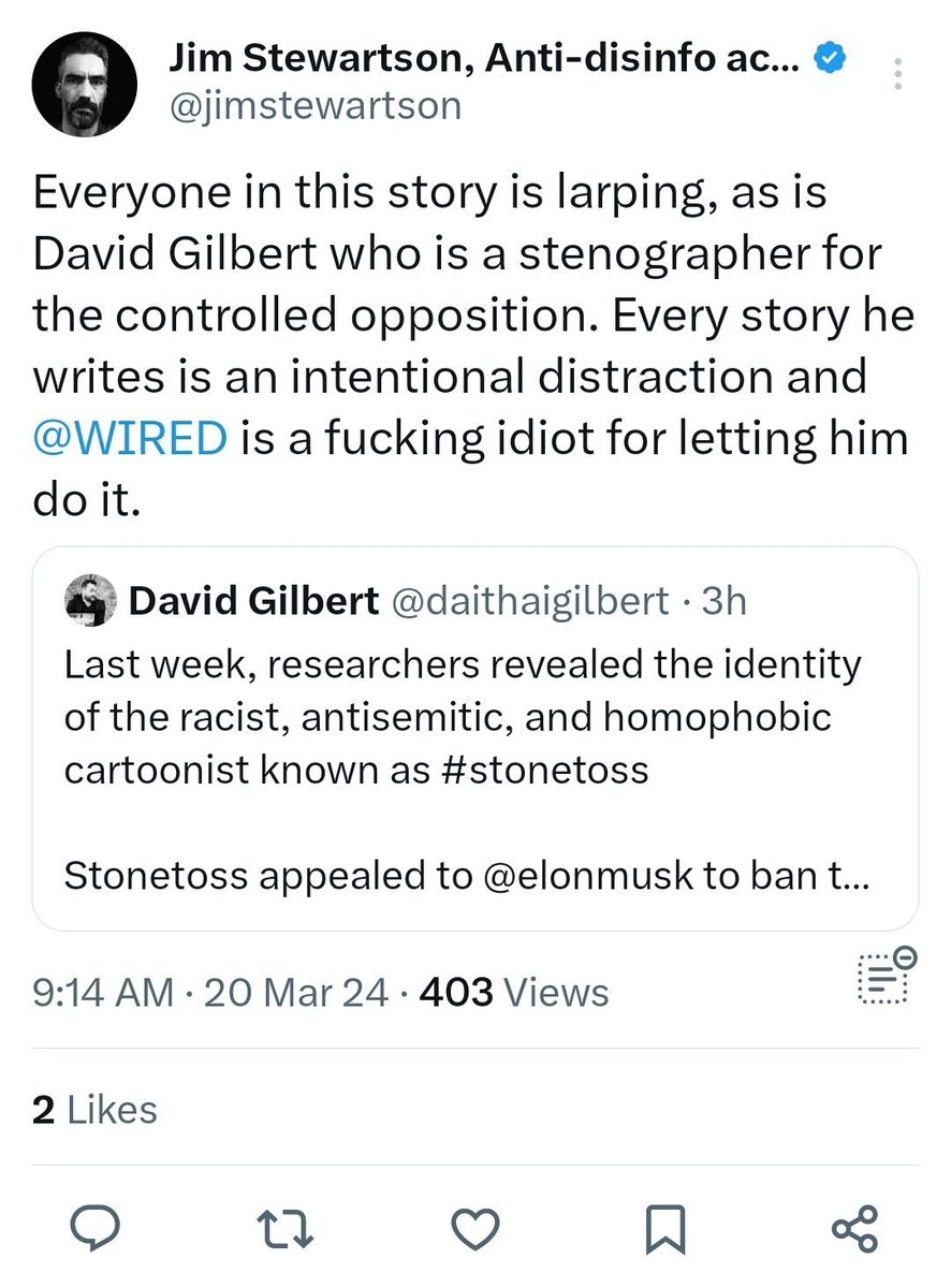 Man caping for neo-Nazi claims that journalist exposing said Nazi is the one who's controlled opposition