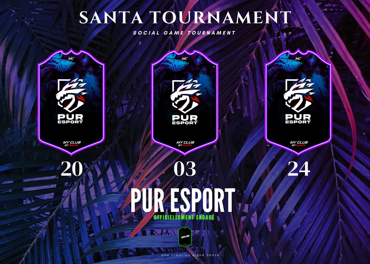 🏆SANTA TOURNAMENT
🗓 Mercredi 20 Mars 2024 

Présentation des 4 premières teams du soir en <a href="/SantaTournament/">𝑺𝑨𝑵𝑻𝑨 𝑻𝑶𝑼𝑹𝑵𝑨𝑴𝑬𝑵𝑻</a>  

<a href="/Virtus_CP/">Virtus Gaming</a>
@LoudHzX 
<a href="/TigerhawkEsport/">TIGERHAWK Esport</a> 
@PuREsport_